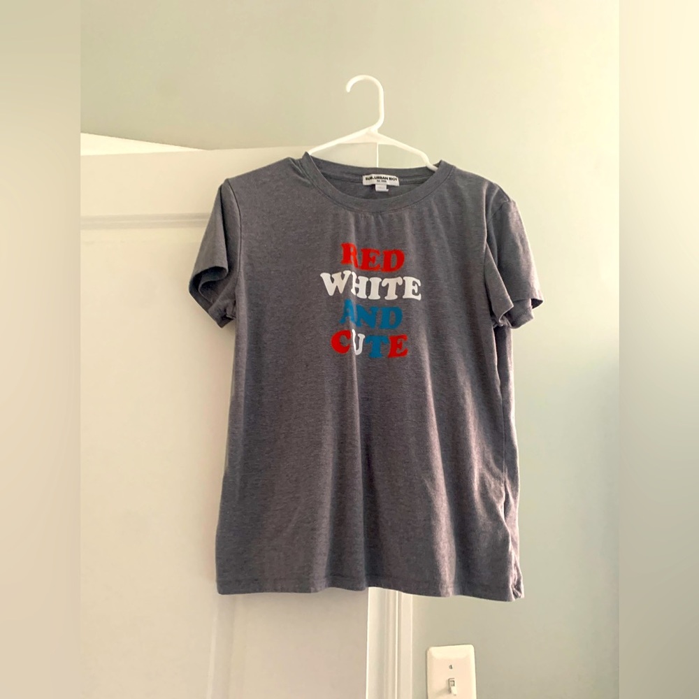 “Red, White and Cute” Gray Short Sleeve T-Shirt from Sub_Urban Riot